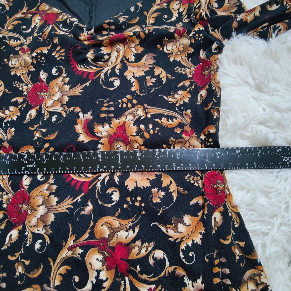 Savvy Baroque Floral Bell Sleeve Dress Grunge Whimsigoth Boho Fairycore Y2K‎ L - Picture 9 of 12